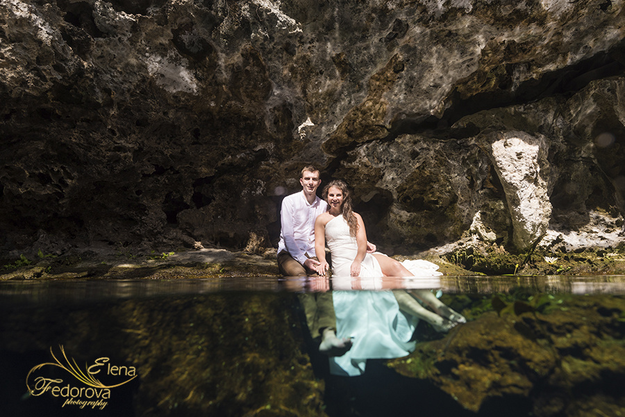 Honeymoon photoshoot in a cenote in Tulum Mexico, Cancun , Elena Fedorova photographer, #24181