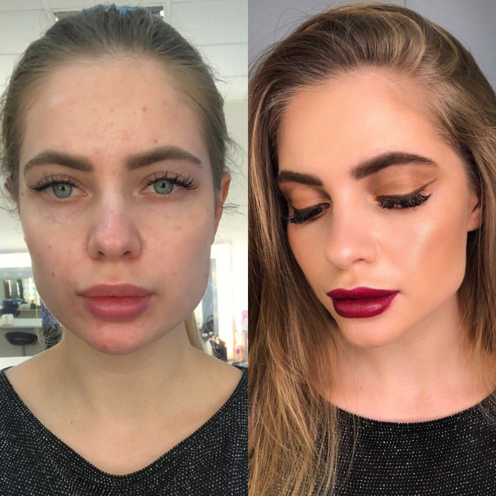 Bronzing make up before/after
