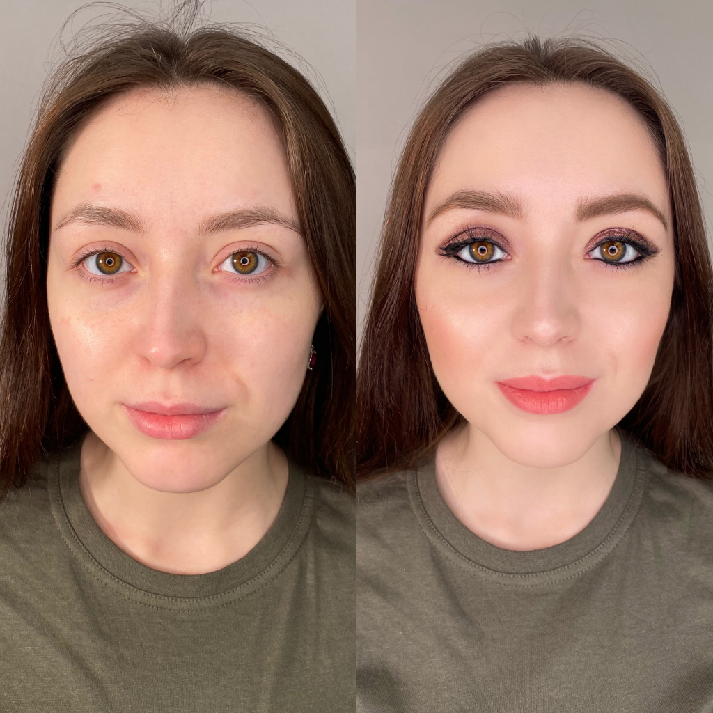 Evening make up before/after