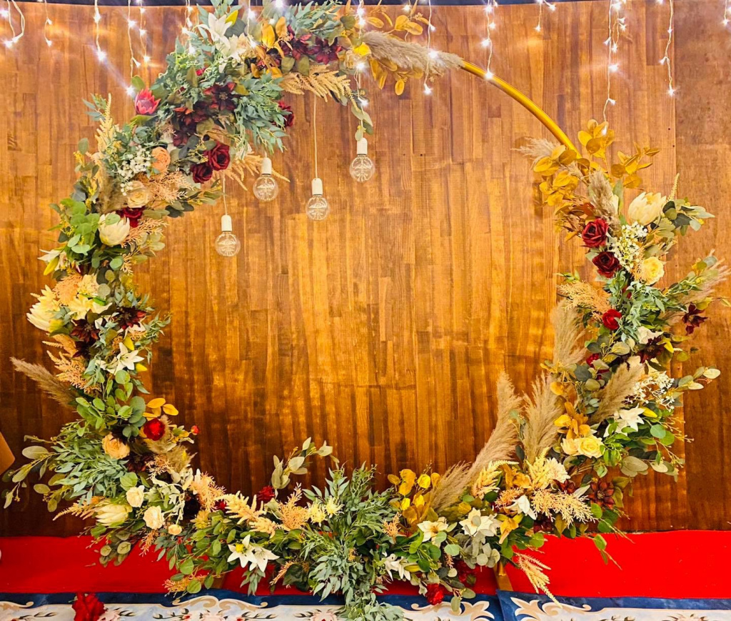 Boho theme wedding arch 