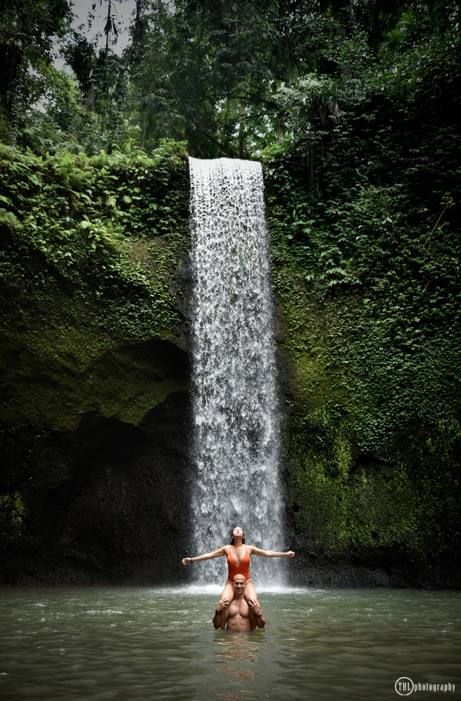 Casual photo shoot in the waterfall in Bali