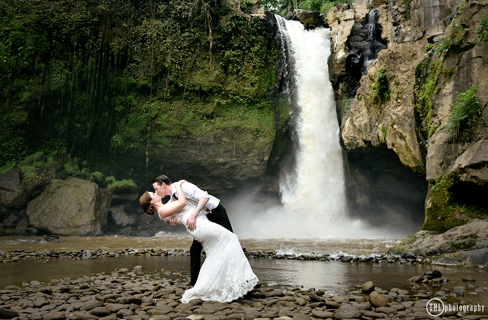 Dancing in front of the waterfall