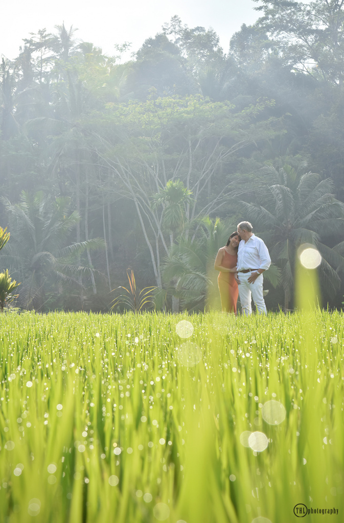 Photo shoot in Ubud rice terrace. Warm sunrice welcoming us to get this moment