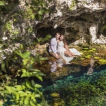 Honeymoon photoshoot in a cenote in Tulum Mexico
